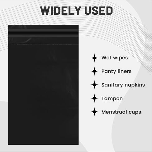 Sanitary Napkin Disposal Bags,100 Pcs Black Disposable Tampon Disposal Bags Feminine Sanitary Napkin Storage Hygiene Bag Self-sealing Seals Women Personal Opaque Period Bag for Napkins Tampons Pads in Saudi Arabia