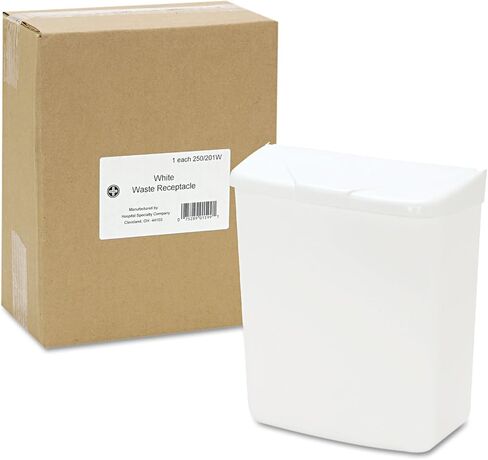 HOSPECO 250201W وعاء المناديل الصحية للتثبيت على الحائط-ABS، بلاستيك PPC، 1 جالون، أبيض in Saudi Arabia