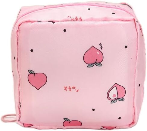 1 Pack Waterproof Period Pouch for Purse - Mini Sanitary Pad & Tampon Holder First Period Kit Leakproof Travel Bag (Pink peach heart*1) in Saudi Arabia