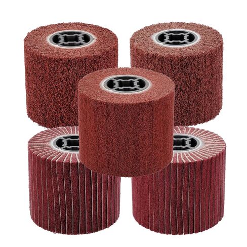 Non-Woven Wire Drawing Flap Wheel, 120x100mm Surface Conditioning Tool, 80-400 Grit Set 4.7"x 4" Abrasive Wheels Drum 5Pcs for Metal Stainless Steel Surface Treatment, for Burnishing Polishing Machine in Kuwait