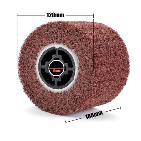 Non-Woven Wire Drawing Flap Wheel, 120x100mm Surface Conditioning Tool, 80-400 Grit Set 4.7"x 4" Abrasive Wheels Drum 5Pcs for Metal Stainless Steel Surface Treatment, for Burnishing Polishing Machine in Kuwait