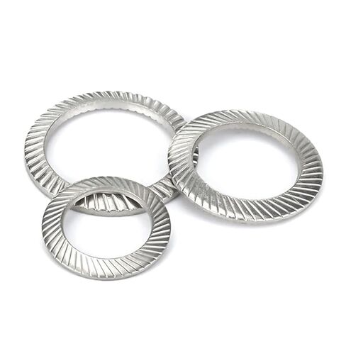 غسالات ذاتية القفل بطبقة مزدوجة 5/10/ 100 قطعة M3 M4- M30 304 من الفولاذ المقاوم للصدأ / 65 # Mn طباعة غسالة قفل فولاذية مائلة DIN9250(304 فولاذ مقاوم للصدأ، M16 20 قطعة) in Kuwait