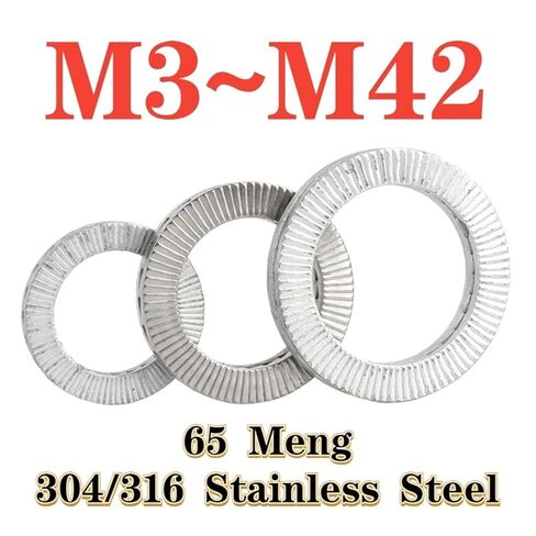 Double Layer self-Locking washers 65 Mn/Stainless Steel Self-Locking Washer Wedge-Shaped Dacromet Double-Layer M3 M4 M5 M6 M10 M12 M14~M42(316Stainless Steel,M36-1Pcs) in Kuwait