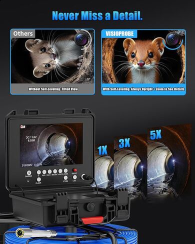 كاميرا الصرف الصحي التسوية الذاتية 9 بوصة مع مسبار 512 هرتز وعداد متر، كاميرا فحص الصرف 100 قدم مع كابل 7 مم، 12 مصباح LED، مسبار التسوية الذاتية 23 مم 1080 بيكسل، منظار أنبوب DVR مقاوم للماء 32 جيجابايت للسباكة in Kuwait