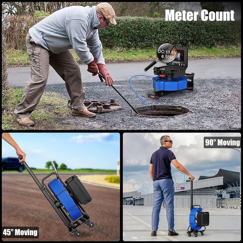 كاميرا الصرف الصحي التسوية الذاتية 9 بوصة مع مسبار 512 هرتز وعداد متر، كاميرا فحص الصرف 100 قدم مع كابل 7 مم، 12 مصباح LED، مسبار التسوية الذاتية 23 مم 1080 بيكسل، منظار أنبوب DVR مقاوم للماء 32 جيجابايت للسباكة in Kuwait