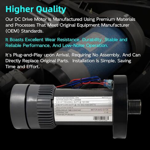 محرك محرك تيار مستمر M-405565 مع دولاب الموازنة متوافق مع NordicTrack وProForm، 2.80HP/130VDC/1939W، استبدال # 362190، 356334، 405618، 314571، 349568، C3364B4370M in Saudi Arabia