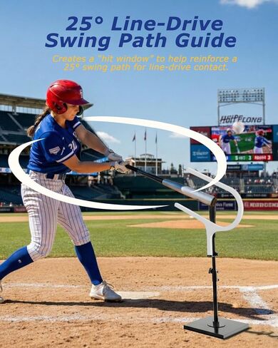 مدرب مسار التأرجح للبيسبول والكرة اللينة بزاوية 25 درجة للأطفال والكبار - معدات تدريب البيسبول مع دليل "نافذة الضرب" على شكل حرف U، تعليقات مسار الخفافيش داخل الكرة (قاعدة الإنطلاق غير متضمنة) in Kuwait