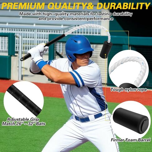 Baseball & Softball Swing Trainer Set – Rope Swing Training Bat with 12 Soft Foam Balls for Real-Feel Swing & Hitting Practice, Batting Training Aid for Youth Beginners in Saudi Arabia