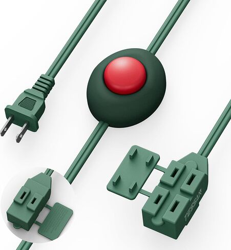 Foot Pedal Switch, TESSAN Extension Cord with ON/Off Switch, 3 Outlet,10FT, Push Button Extension Cord 1250W, Suitable for Lamps Appliances and Lighting Accessories, Christmas Tree Floor Lamp in Kuwait