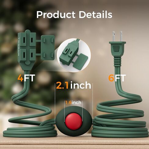 Foot Pedal Switch, TESSAN Extension Cord with ON/Off Switch, 3 Outlet,10FT, Push Button Extension Cord 1250W, Suitable for Lamps Appliances and Lighting Accessories, Christmas Tree Floor Lamp in Kuwait