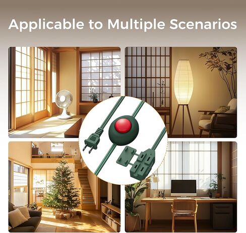 Foot Pedal Switch, TESSAN Extension Cord with ON/Off Switch, 3 Outlet,10FT, Push Button Extension Cord 1250W, Suitable for Lamps Appliances and Lighting Accessories, Christmas Tree Floor Lamp in Kuwait