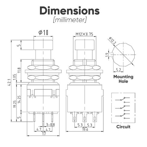 2 حزمة من مفتاح القدم اللحظي، ON-Off 3PDT 9Pin 12 مم/0.47 بوصة شديد التحمل 6A قفل ذاتي لمفتاح القدم لدواسة تأثير الجيتار in Kuwait