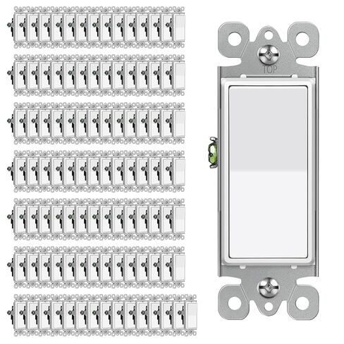 CML Decorator Paddle Rocker Light Switches, 15 Amp Single Pole Switch, 15A 120/277V, On/Off Interrupter, UL Listed, White, 100 Pack in Saudi Arabia