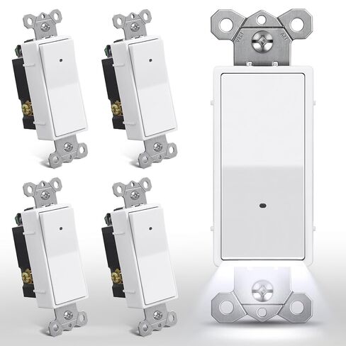 CML Decorator Paddle Rocker Light Switches, 15 Amp Single Pole Switch, 15A 120/277V, On/Off Interrupter, UL Listed, White, 100 Pack in Saudi Arabia