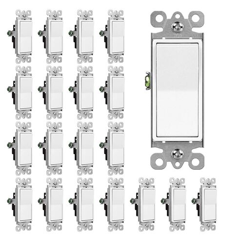 CML Decorator Paddle Rocker Light Switches, 15 Amp Single Pole Switch, 15A 120/277V, On/Off Interrupter, UL Listed, White, 100 Pack in Saudi Arabia