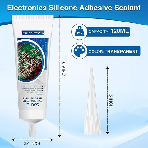 4 أونصة/120 مل طلاء مطابق للإلكترونيات، طلاء مطابق من السيليكون المقاوم للماء، مانع تسرب عازل شفاف سريع الجفاف للوحات الدوائر، مصابيح LED، لوحات التحكم في الأجهزة، إلكترونيات RC in Kuwait