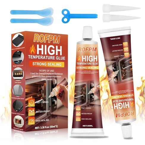 High Temperature Silicone Adhesive - 3.38 floz Black RTV Silicone Repair Glue Kit, Heat Resistant Glue for Oven, Microwave, Grill,Stoves(50ml*2) in Kuwait