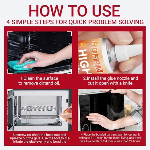 High Temperature Silicone Adhesive - 3.38 floz Black RTV Silicone Repair Glue Kit, Heat Resistant Glue for Oven, Microwave, Grill,Stoves(50ml*2) in Kuwait