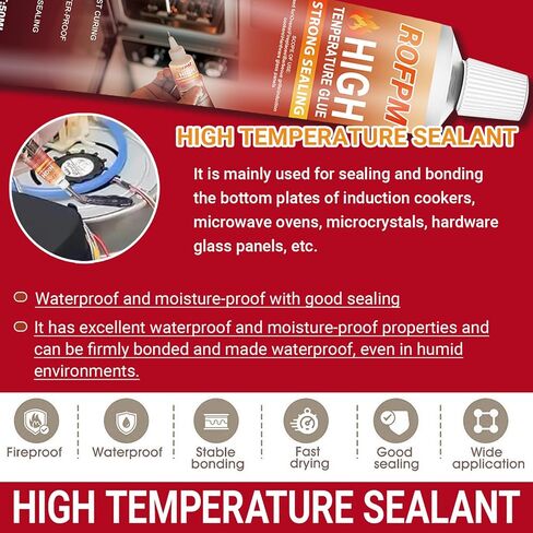 High Temperature Silicone Adhesive - 3.38 floz Black RTV Silicone Repair Glue Kit, Heat Resistant Glue for Oven, Microwave, Grill,Stoves(50ml*2) in Kuwait