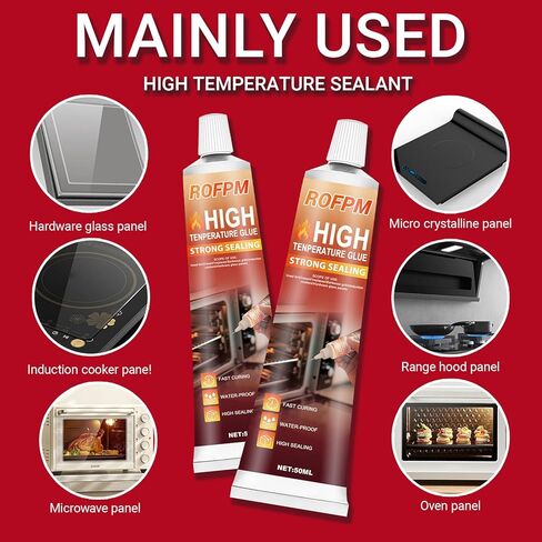 High Temperature Silicone Adhesive - 3.38 floz Black RTV Silicone Repair Glue Kit, Heat Resistant Glue for Oven, Microwave, Grill,Stoves(50ml*2) in Kuwait