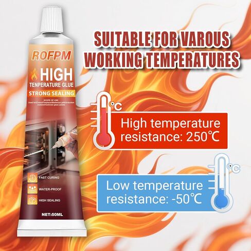 High Temperature Silicone Adhesive - 3.38 floz Black RTV Silicone Repair Glue Kit, Heat Resistant Glue for Oven, Microwave, Grill,Stoves(50ml*2) in Kuwait