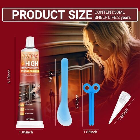 High Temperature Silicone Adhesive - 3.38 floz Black RTV Silicone Repair Glue Kit, Heat Resistant Glue for Oven, Microwave, Grill,Stoves(50ml*2) in Kuwait