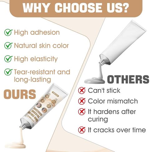 Silicone Adhesive Glue, Skin Color Silicone Glue for Skin Doll Repair Soft Flesh Color High Elasticity Simulation Silicone Suit for Special Effects Makeup Repair Model Making, with Brush Scraper, 30ml in Kuwait