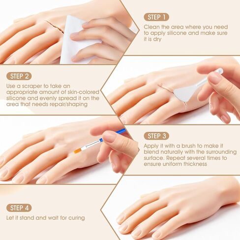 Silicone Adhesive Glue, Skin Color Silicone Glue for Skin Doll Repair Soft Flesh Color High Elasticity Simulation Silicone Suit for Special Effects Makeup Repair Model Making, with Brush Scraper, 30ml in Kuwait