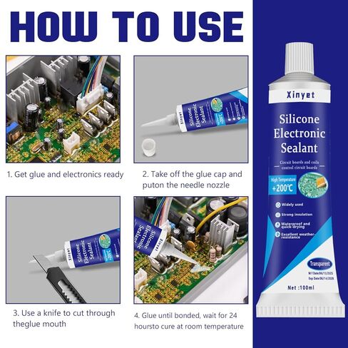 مانع تسرب لاصق سيليكون إلكتروني 100 مل، طلاء مطابق للإلكترونيات، مانع تسرب عازل شفاف، مقاوم للماء للوحات الدوائر، لوحات التحكم في الأجهزة، مصابيح LED in Kuwait