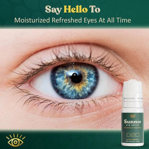 Sunnie Preservative-Free Eye Drops for Dry Eyes, 0.37 fl oz (11ml), Multi-Dose Lubricating Drops with Glycerin 0.5% – for Daily Comfort in Kuwait
