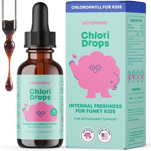 JoySpring Liquid Chlorophyll Drops for Kids | Super Greens for Kids Infused with Elderberry & Chlorophyll for Bad Breath |Sugar Free Body Deodorizing Supplement |Berry Flavor| 30 Servings in Kuwait