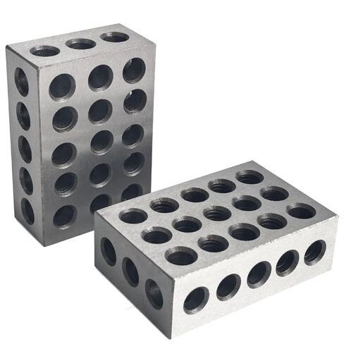 Pair 123 Blocks Precision Steel Within .0002" Tolerances, 1 x 2 x 3 Inch Blocks with 23 Holes for Machinist Woodwork Metalwork in Kuwait