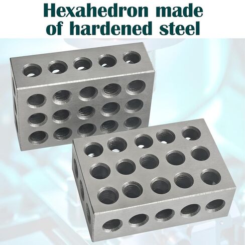 Pair 123 Blocks Precision Steel Within .0002" Tolerances, 1 x 2 x 3 Inch Blocks with 23 Holes for Machinist Woodwork Metalwork in Kuwait