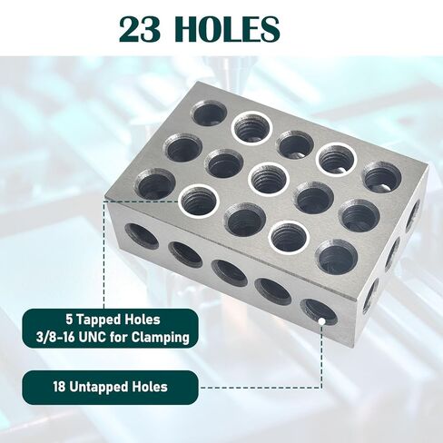 Pair 123 Blocks Precision Steel Within .0002" Tolerances, 1 x 2 x 3 Inch Blocks with 23 Holes for Machinist Woodwork Metalwork in Kuwait