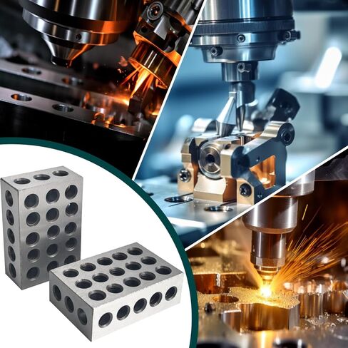 Pair 123 Blocks Precision Steel Within .0002" Tolerances, 1 x 2 x 3 Inch Blocks with 23 Holes for Machinist Woodwork Metalwork in Kuwait