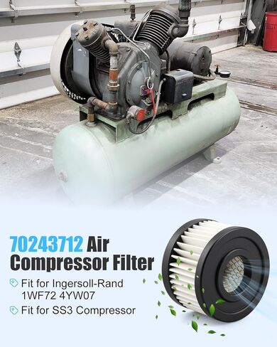 فلتر ضاغط الهواء 70243712 مناسب لضاغط Ingersoll-Rand 1WF72 4YW07 SS3، عنصر فلتر الهواء، قطعتين in Kuwait