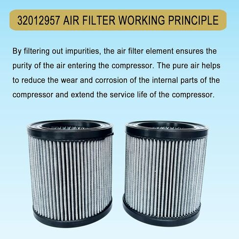 2 Pcs 32012957 Air Filter Replacement Fit for Ingersoll Rand Air Compressor 32165466 32012940 110377E100 2545 7100 3000 10T2 15T4 H15T4 TS7-TS15 32165466 54726518 32127482 32019787 42406 1R417 P5051A in Kuwait