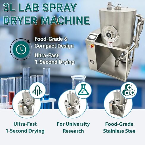 3L Centrifugal Spray Dryer Lab Liquid Drying Machine for Milk Coffee Powder, 30-300℃ Food-Grade SUS304 for Heat-Sensitive Materials in Labs Research 220V 1PH in Kuwait