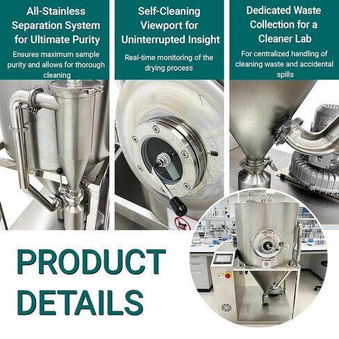 3L Centrifugal Spray Dryer Lab Liquid Drying Machine for Milk Coffee Powder, 30-300℃ Food-Grade SUS304 for Heat-Sensitive Materials in Labs Research 220V 1PH in Kuwait