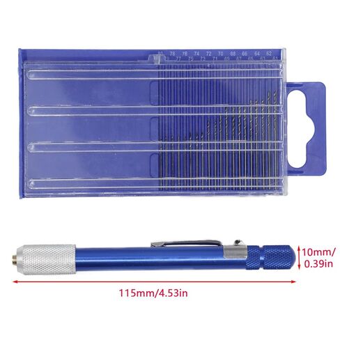 21pcs Metric Micro Drill Bit Set with Mini Pin Vise, Precision Hss Twist Mini Drill Bits, 0.3~1 mm Hand Tool Drill Bits for Wood Jewelry Carving Drilling DIY in Saudi Arabia