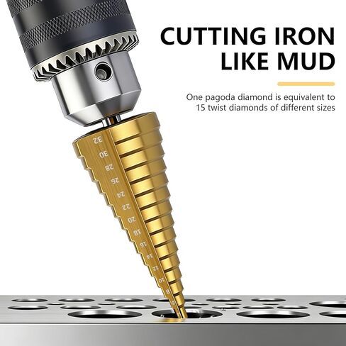 3Pcs HSS Titanium Step Drill Bit Set, Cone DrillBits for Soft Metal Wood Plastic, Hex Shank Stepped Drill Bits for DIY Home Repair & Hole Drilling in Saudi Arabia