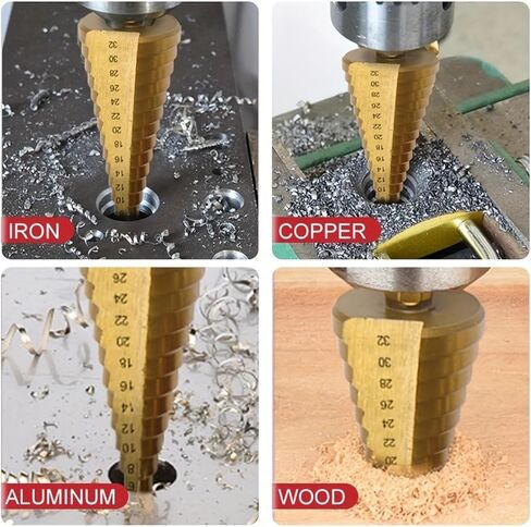 6Pcs Titanium Coated Drill Bit Set,Included 3 Sizes of Step Drill Bits and 3 Sizes of Twist Drill Bits for Hole Drilling Metalworking Woodworking-6pcs in Saudi Arabia