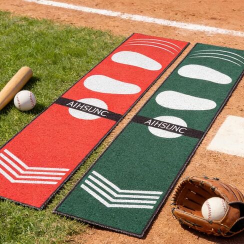 Softball Pitching Mat with Strike Zone, Wear-Resistant Portable Training Mat for Batting Stance Practice, 54 x 12 Inch, Indoor & Outdoor Baseball Practice for Youth Beginners in Kuwait
