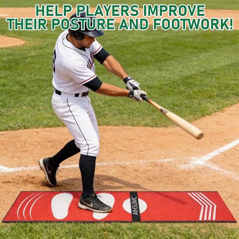 Softball Pitching Mat with Strike Zone, Wear-Resistant Portable Training Mat for Batting Stance Practice, 54 x 12 Inch, Indoor & Outdoor Baseball Practice for Youth Beginners in Kuwait