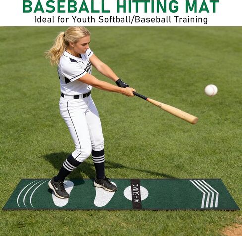 Softball Pitching Mat with Strike Zone, Wear-Resistant Portable Training Mat for Batting Stance Practice, 54 x 12 Inch, Indoor & Outdoor Baseball Practice for Youth Beginners in Kuwait