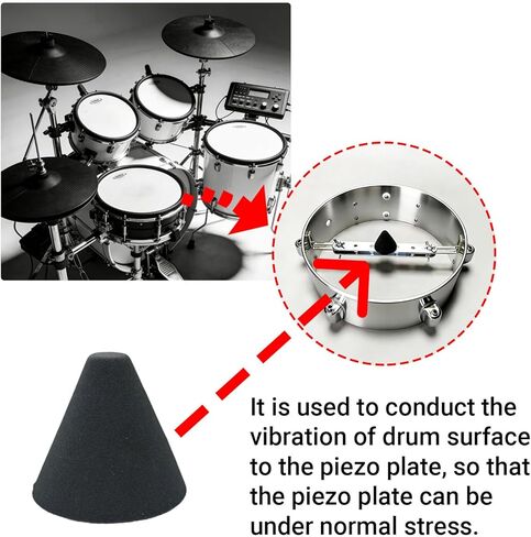 10PCS Electronic Drum Trigger Foam Cones, Shock Absorbing Spacers for E-Drum Piezo Pickup, 35mm x 37mm Black in Saudi Arabia