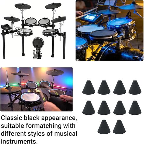 10PCS Electronic Drum Trigger Foam Cones, Shock Absorbing Spacers for E-Drum Piezo Pickup, 35mm x 37mm Black in Saudi Arabia