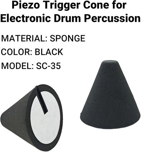 10PCS Electronic Drum Trigger Foam Cones, Shock Absorbing Spacers for E-Drum Piezo Pickup, 35mm x 37mm Black in Saudi Arabia