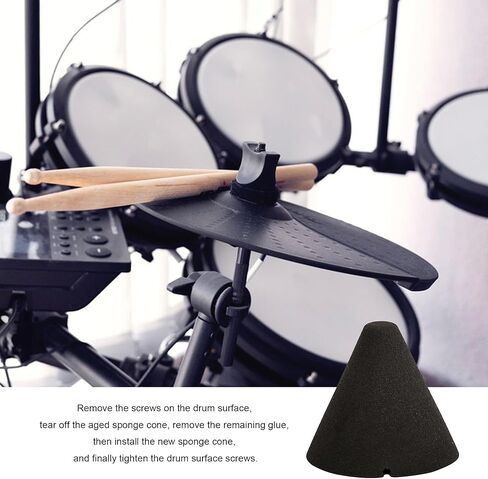 Yibuy 4 Pieces Electronic Drum Piezo Trigger Foam Cone Replacement 35mm x 37mm Black in Kuwait