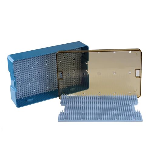 REEHUT Double Layer Autoclavable Instruments Storage Box Instruments Sterilization Tray Case with Silicone Mat in Kuwait